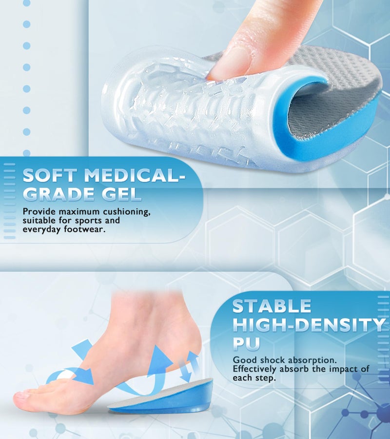 Ailaka Gel Height Increase Insoles, Shock Absorption Heel Cushion Pads, Height Lift Shoes Inserts for Men & Women - Image 3